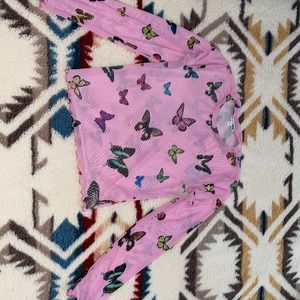 See-through Shirt With Beautiful Butterflies